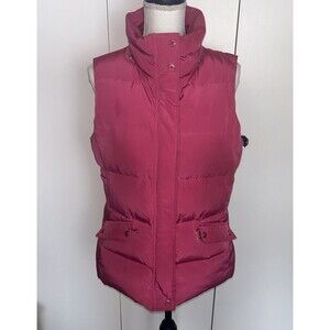 TALBOTS Puffer Down Vest Jacket Women's Sz Small Fuschia Pink Quilted Warm